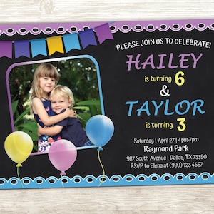 Sibling Birthday Invitation: Joint Party Invite (Digital Download)