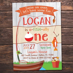Fishing Birthday Invitation Fishing Birthday Invite O-fish-ally Birthday invitation First Birthday invitation 1st Birthday Party