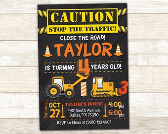 Construction Party Invitation - Construction Birthday Invitation - Under Construction Invitation - Dump Truck Invitation - Any Age