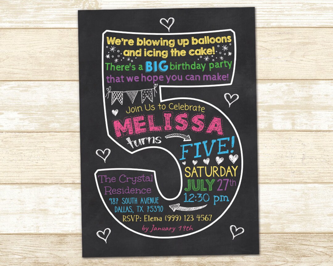 5th-birthday-party-invitation-chalkboard-invitation-fifth-party