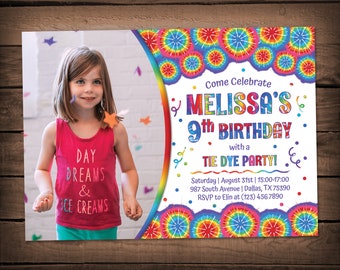 Tie Dye Party Invitation Tie Dye Birthday Party Tie Dye Birthday invitation Rainbow Invitation Tie Dye Invite Tie Dye invitation