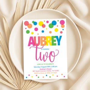 Rainbow Polka Dot Invitation - Polka Dot Birthday Invitation
