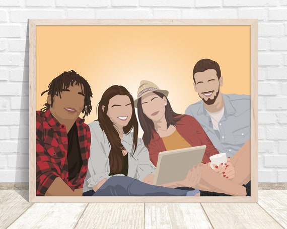 Custom Illustration Custom Minimalist Family Portrait Faceless Digital Portrait Custom Digital Portrait Friends illustration Il_570xn
