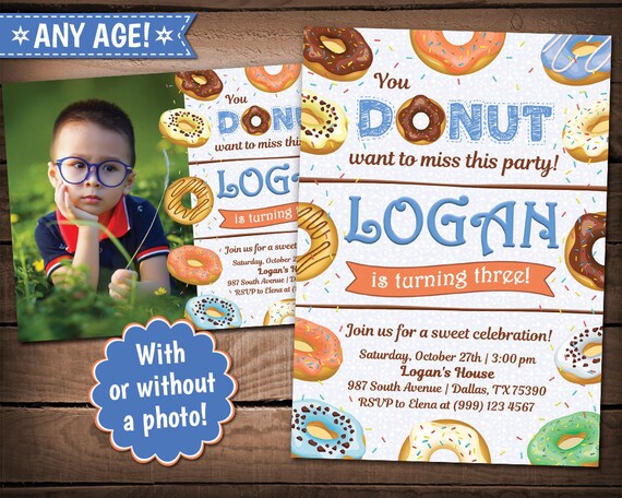 Donut Birthday Invitation - Donuts Party Birthday Invitation - Donut ...