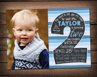 2nd Birthday Invitation - Chalkboard Invitation - Second Party Invitation - Printable Birthday invite - 2nd Birthday Chalkboard invitation