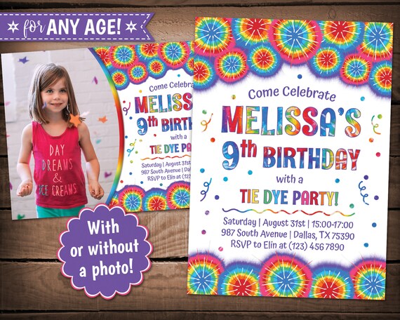 Tie Dye Party Invitation Tie Dye Birthday Party Tie Dye Birthday invitation Rainbow Invitation Tie Dye Invite Tie Dye invitation Il_570xn