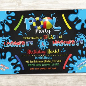 Pool Party Birthday Invitation Swimming Pool Birthday Party - Etsy