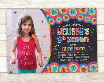 Tie Dye Party Invitation Tie Dye Birthday Party Tie Dye Birthday invitation Rainbow Invitation Tie Dye Invite Tie Dye Chalkboard invitation