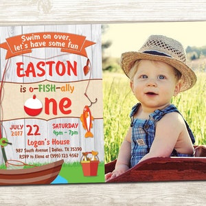 Fishing Birthday Invitation - Fishing Photo Birthday Invite - O-fish-ally Birthday invitation - First Birthday invite - 1st Birthday Party