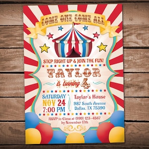 Carnival Birthday Invitation - Carnival Theme Party - Circus Birthday Invitation  - Circus Party invite - Carnival Party Invitation