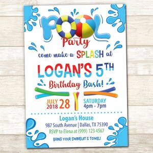 Pool Party Birthday Invitation Swimming Pool Birthday Party Chalkboard Pool Party Birthday invitation Pool Party Birthday image 2