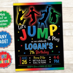 Jump Birthday Invitation: Trampoline Party, Bounce House (Digital Download)