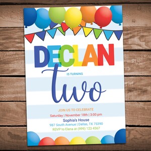 Balloon Party Invitation - Balloon Birthday Party - Balloon Birthday invitation - Rainbow Balloon Invitation - Balloon Invite - Any Age