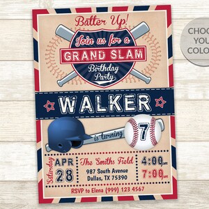 Vintage Baseball Birthday Party Invitation (Digital Download)