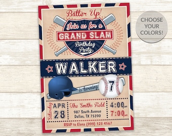 Baseball Party Invitation - Baseball Birthday Invite - Vintage Baseball Invitation - Baseball Party Invite - Boys Birthday Invite