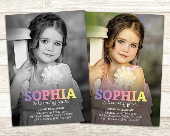 Photo Birthday Invitation Photo Birthday Party Invite Photo Birthday invitation Digital Printable File - Any AGE Il_570xn