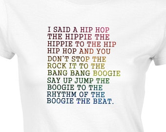 Camiseta con la letra "Rapper's Delight", camiseta de hip hop de Sugarhill Gang