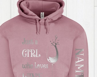 Sudadera con capucha personalizada para amantes del vino, jersey rosa polvoriento para adultos