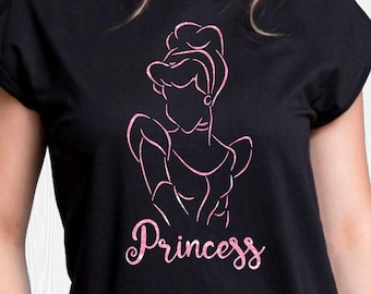Mujeres Top Cenicienta princesa personalizada rosa brillo camiseta Top damas más tamaño curvas hasta 24 regalo de Navidad presente