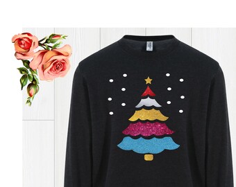 Glitter Sparkle Navidad Navidad Árbol Orgullo LGBTQ + Rainbow feetive jumper suéter idea de regalo