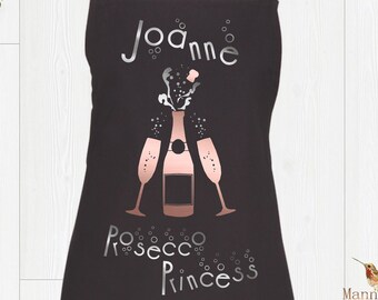 Delantal de princesa Prosecco personalizado, regalo para la anfitriona de la fiesta
