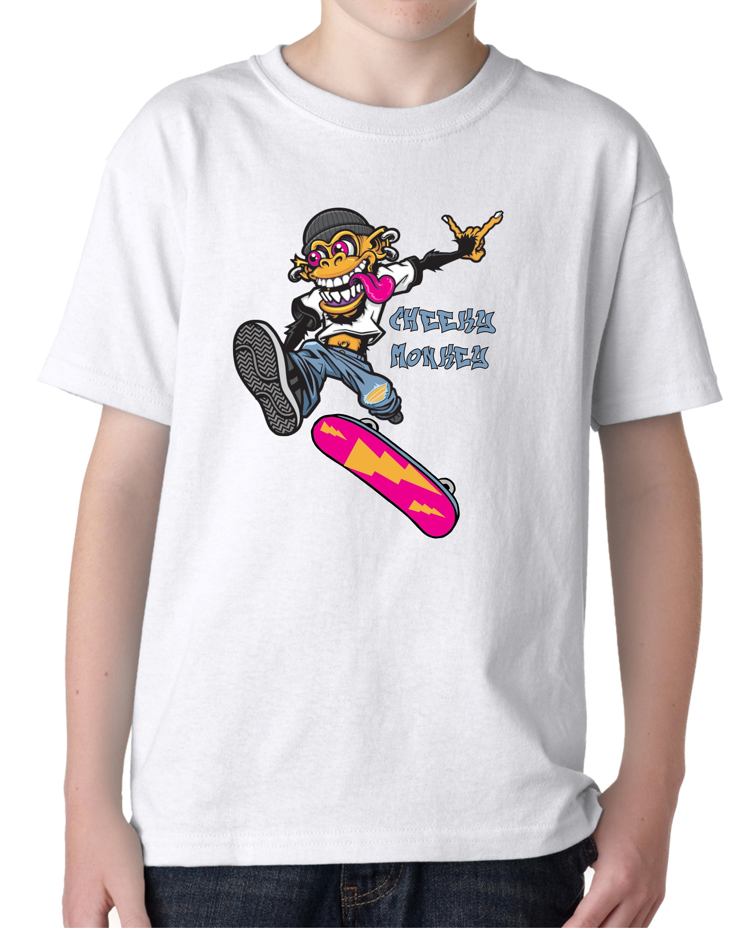T Shirt Children , Kids Unisex T Shirt Skateboard Theme Logo Multi