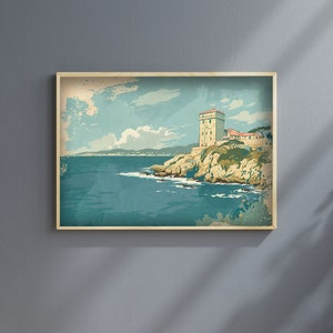 Décoration murale côtière vintage, Art français, Décoration d'intérieur traditionnelle, Art de maison de plage, Art chic, Art mural France, Art de maison rustique, Art mural côtier
