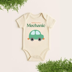 Body niemowlęce Daddy’s Little Mechanic z grafiką samochodową, uroczy prezent na baby shower dla miłośników samochodów, ojców, ubranko dla noworodka dla chłopców lub dziewczynek