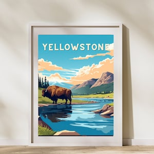 Yellowstone Print Yellowstone National Poster Buffalo Poster Yellowstone Park Print Yellowstone Nature Poster National Parks Poster