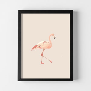 The Flamingo Print Palm Springs Pop Mid-Century Print For Lounge Room Retro Wall Art Modern Minimalist Illustration Art Print