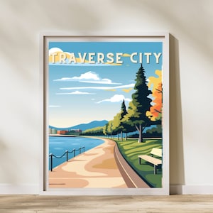 Traverse City Michigan Poster Traverse City Print Michigan Print Up North Michigan Art For Home Decor Michigan Print Lake Michigan Print