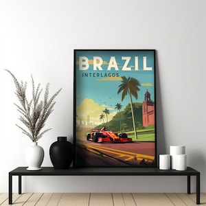 Interlagos Brazil Racing Wall Art Racing Art Car Wall Art Racing Car Wall Art Car Poster Art Vintage Racing Art Decor Automotive Racing Art