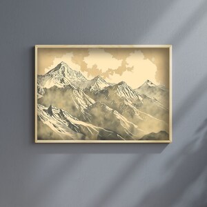 Vintage Mountain Range Wall Art Mountain Art Vintage Scenic Decor Travel Wall Art Landscape Wall Art Scenic Wall Art Mountain Range Vintage