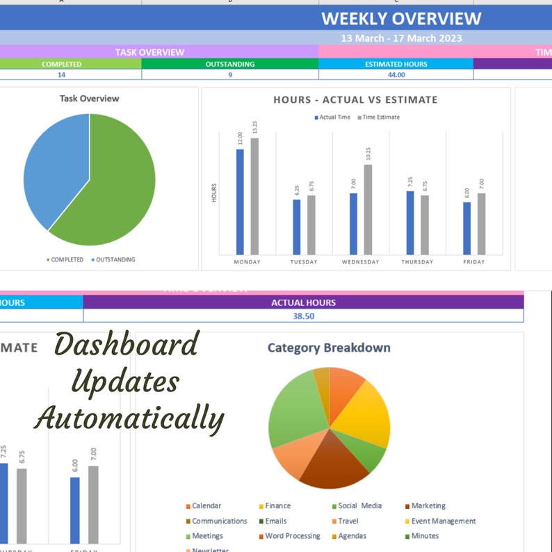 Executive Assistant, Virtual Assistant Microsoft Excel Weekly Planner image 6