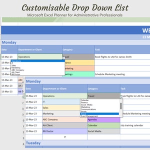 Executive Assistant, Virtual Assistant Microsoft Excel Weekly Planner image 3
