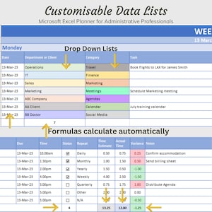 Executive Assistant, Virtual Assistant Microsoft Excel Weekly Planner image 5