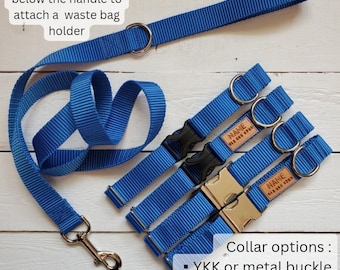 Water Resistant Dog Collar and Leash Set: Strong Webbing, Optional ID Tag