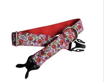 Floral Dog Collar: Stain Resistant Canvas, Personalized Tag