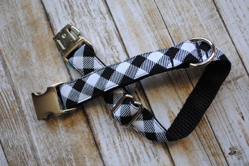 Black and White Buffalo Plaid Dog Collar Buffalo Plaid Dog Etsy
