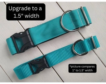 UPGRADE to a 1.5" wide collar for a size medium or large collar, black webbing on back only