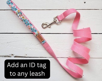 Upgrade - Add a personalized leather ID dog tag to a leash