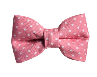 Pink Polka Dot Over-the-collar Dog Bow, bowtie, water resistant, stain resistant, elastic back