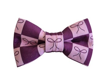 Purple Bows Dog Bowtie: Stain Resistant and Durable Over-the-Collar Bow