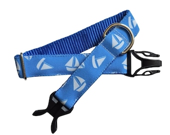 Sailboats Dog Collar: Stain Resistant, Personalized ID Tag Option, Durable, Easy clean, boats