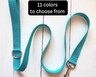 Solid color leash - multiple colors to choose from, silver swivel bolt clasp, poop bag clip