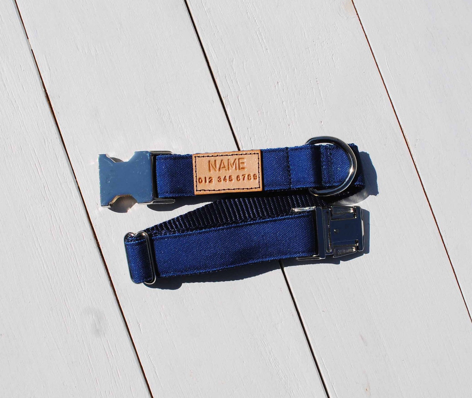 STAIN RESISTANT Blue Dog Collar With Personalized Tag Option Etsy