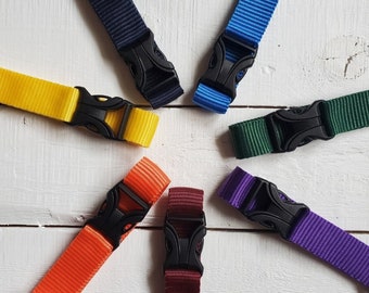 Plain Webbing Dog Collar: Metal or YKK Buckle, Personalized Tag Option