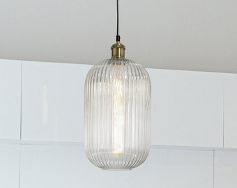 Reeded Glass Pendant Light C