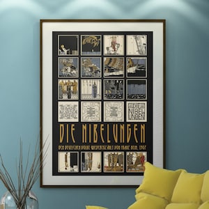 Die Nibelungen, Carl Otto Czeschka, Jugendstil, Riesenposter, Nordische Mythologie, Vintage Illustration
