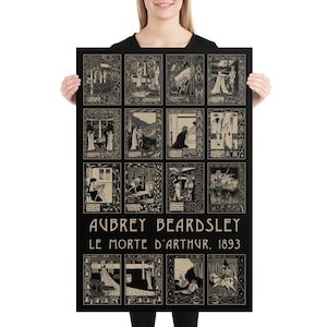 Le Morte d&#39;Arthur, Aubrey Beardsley 1893, Art Nouveau, Huge Poster 24 x36 inches, 2 colour options, Arthurian Legends